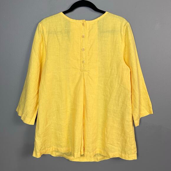 Flax top medium linen pullover yellow tunic NWT office lagenlook - Picture 2 of 14